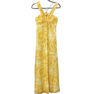 Davids Bridal Long Bridesmaid Dress Size 4 Yellow Floral Beach Wedding Party